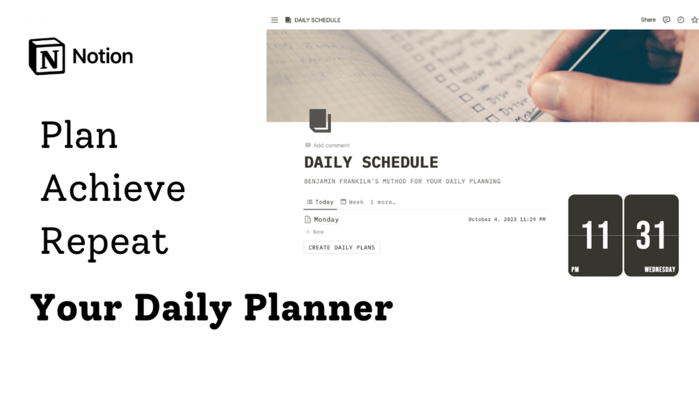 Daily Schedule - Benjamin Franklin’s technique