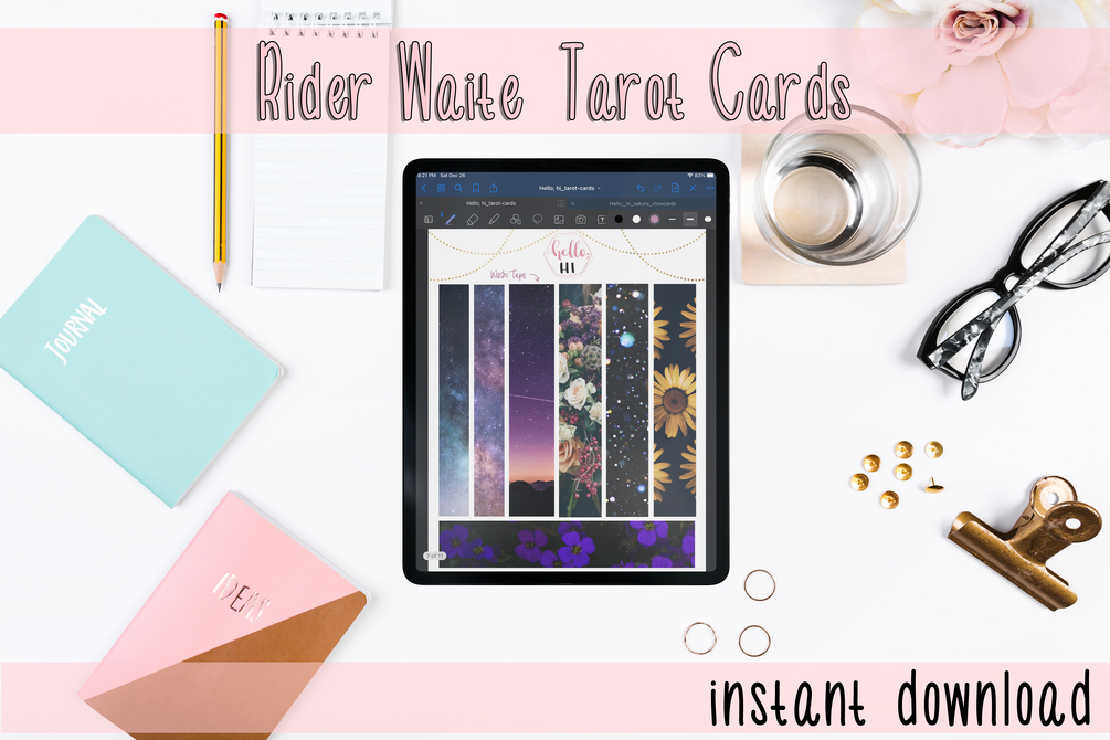 Mini Digital Tarot Stickers, Goodnotes Tarot Sticker Book, Tarot