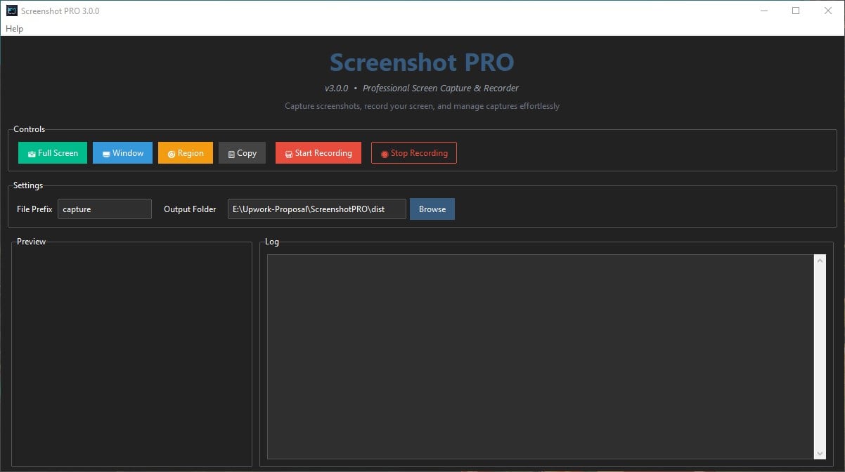 Screenshot PRO v3.0.0 Main Interface