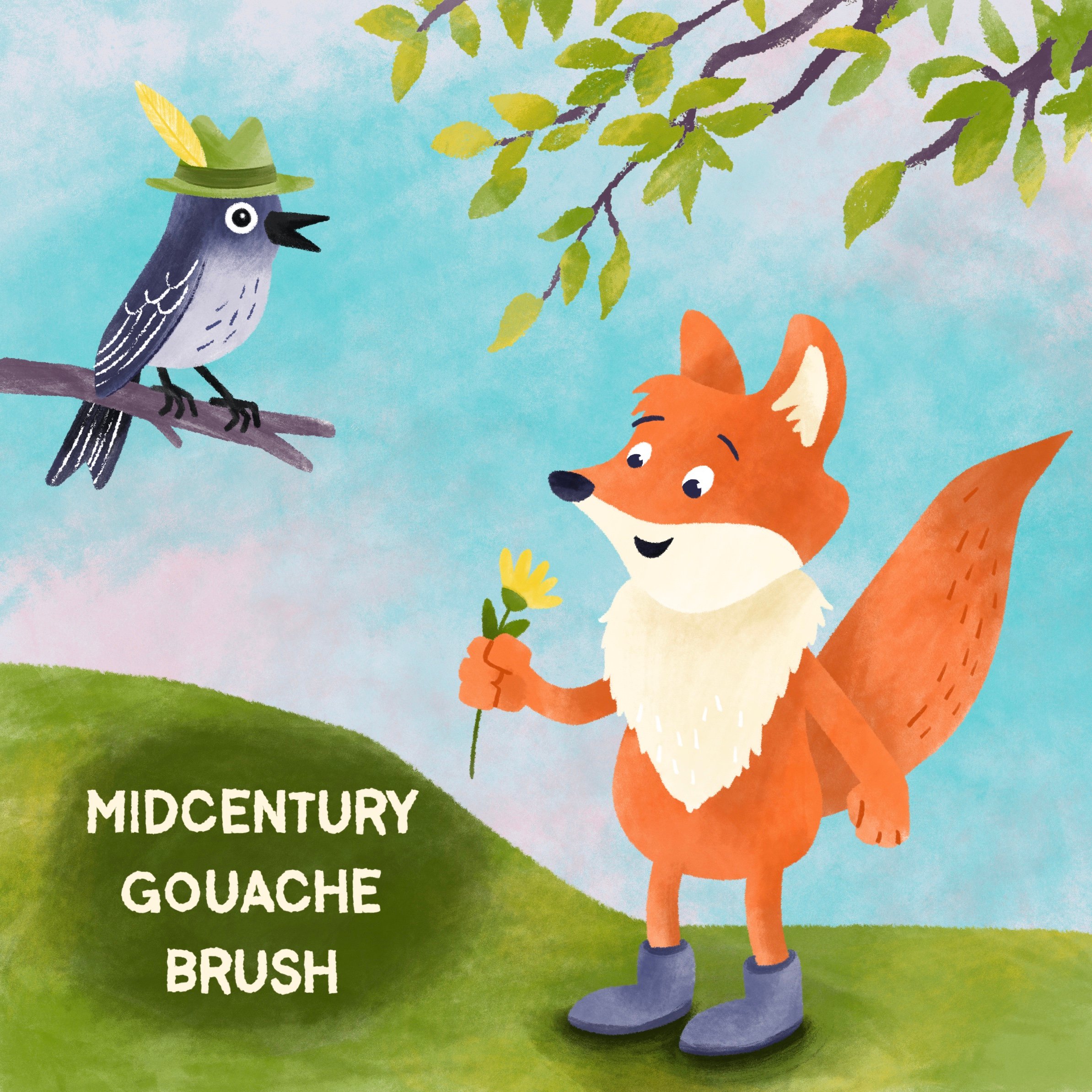 Midcentury Gouache Brush for Procreate