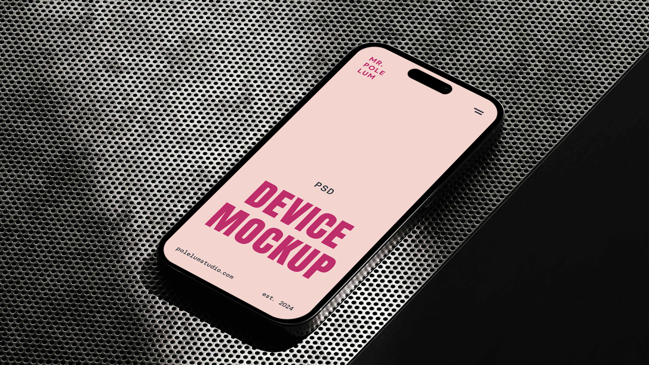 High resolution iPhone 16 Pro UI mockup scene, free download