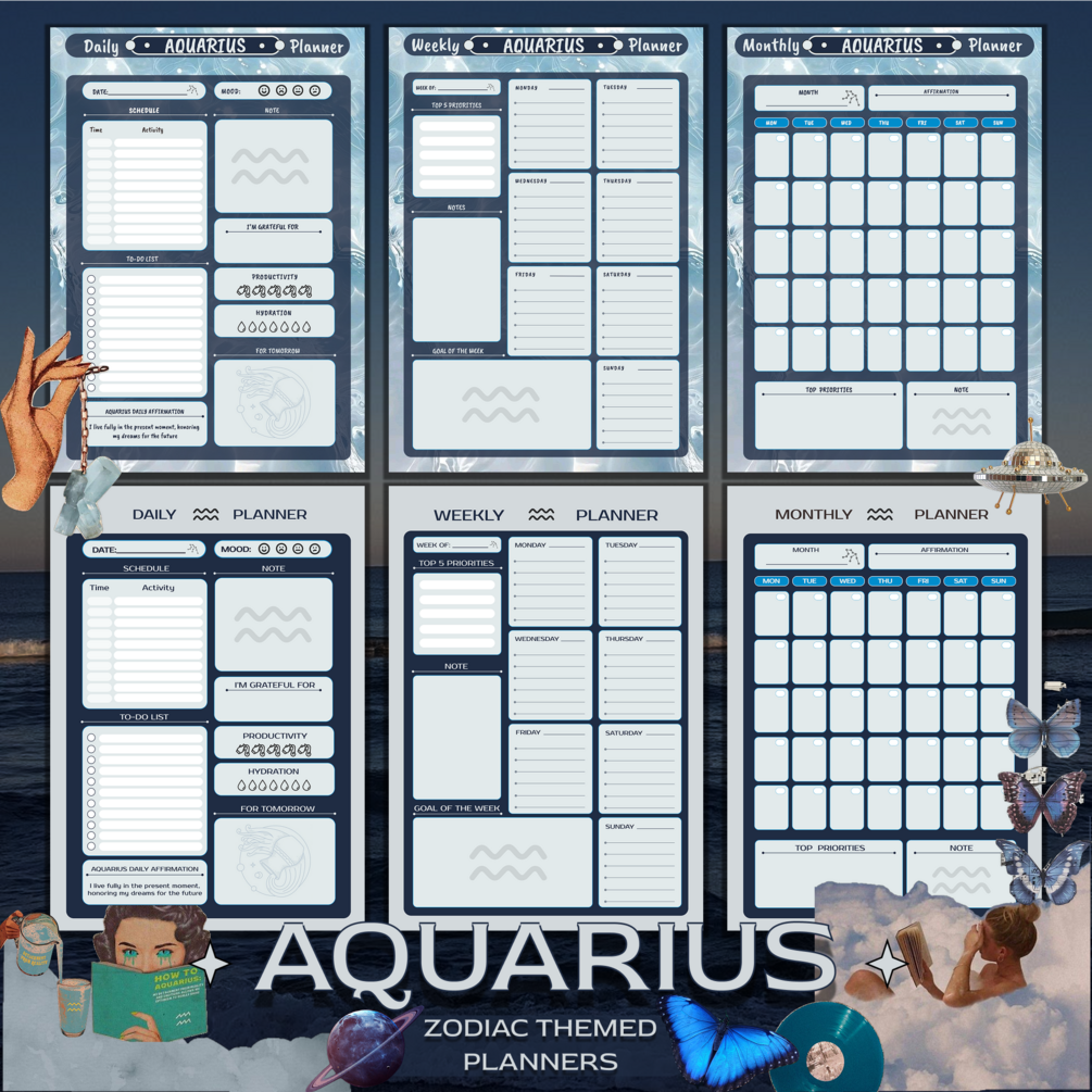 Daily, Weekly & Monthly Planner Set - AQUARIUS (2 styles)