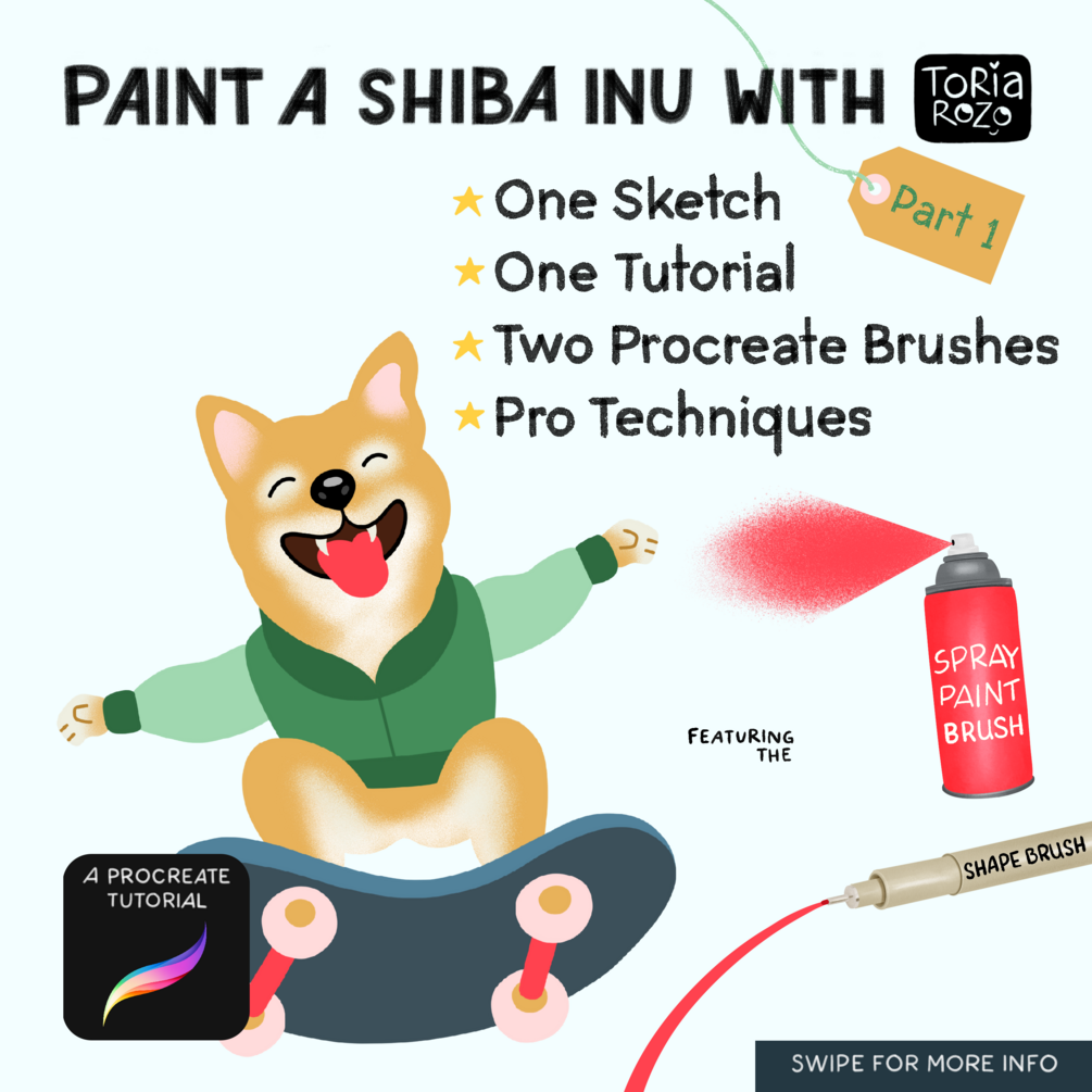 Shiba Inu Tutorial Part 1, Shape Brush, and Spray Paint Brush