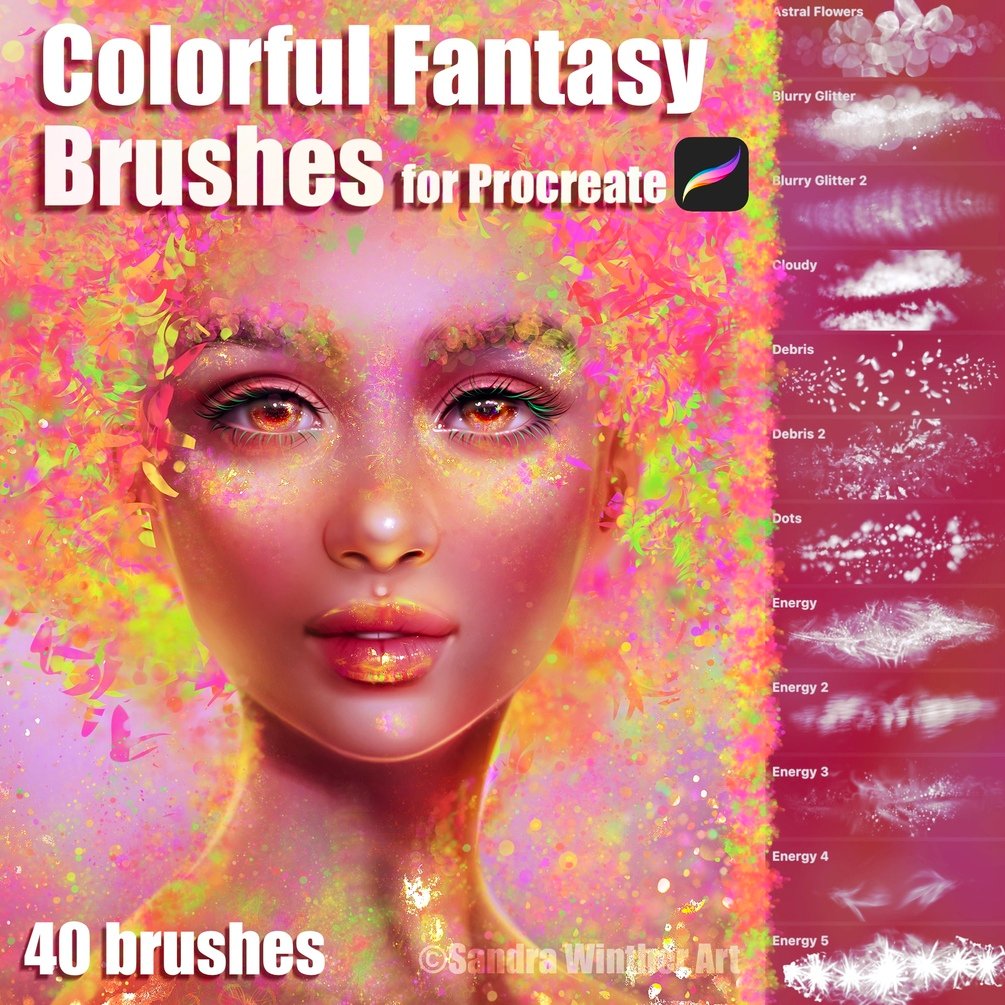 Colorful Fantasy Brushes for Procreate by Sandra Winther Art