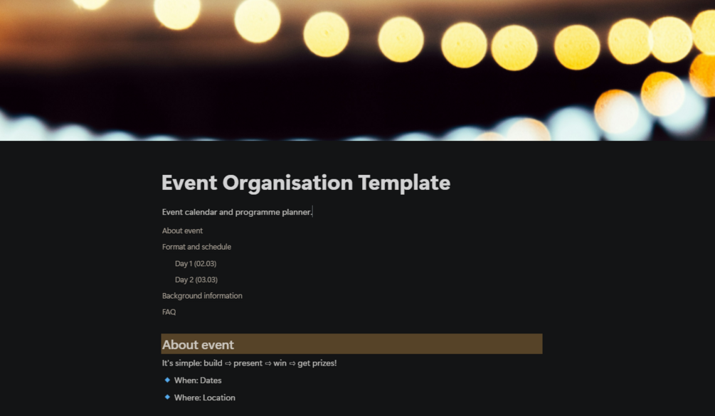 Event Organisation Template