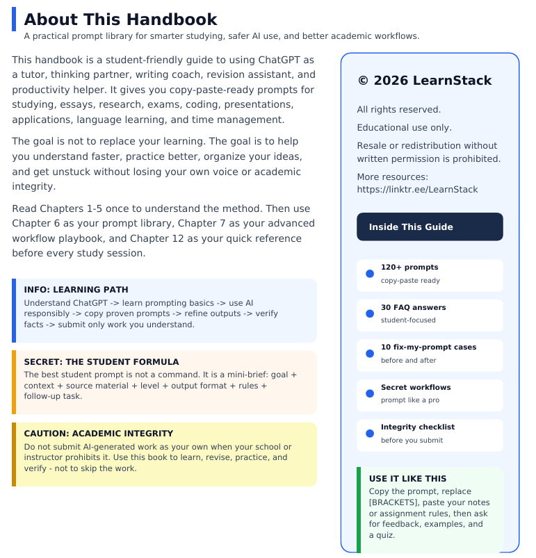 ChatGPT Prompts Bible for Students 2026 Edition – 120+ Ready-to-Use Study Prompts preview image 12
