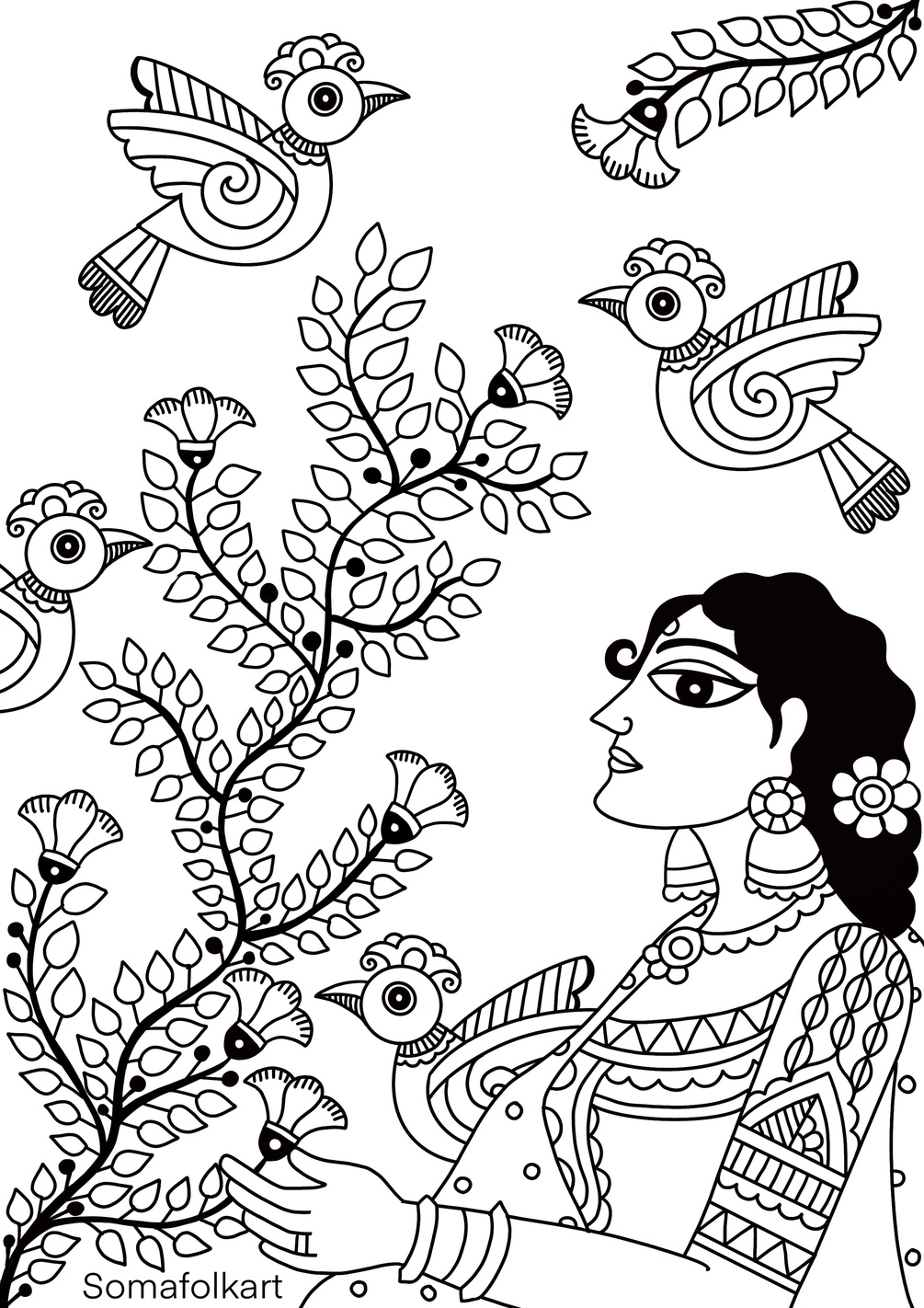 free folk art coloring pages