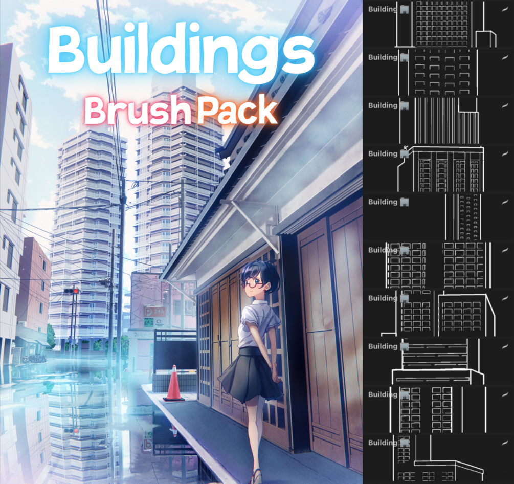 Anime building brush pack for procreate! by ~Attki~