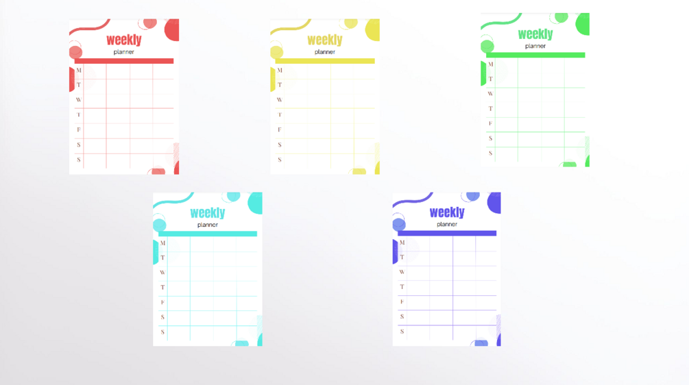 Colourful weekly planner printable pdf digital