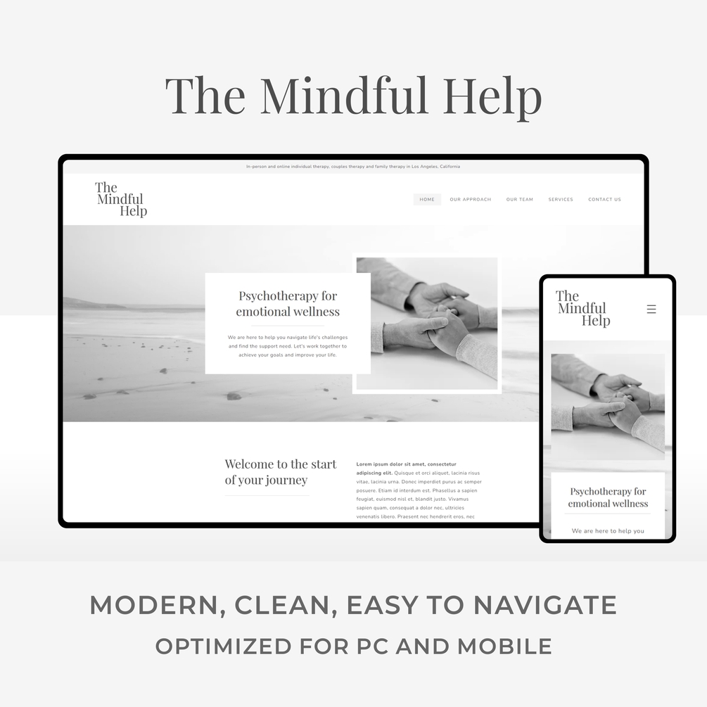 Minimal wix website template design for a therapy group practice and