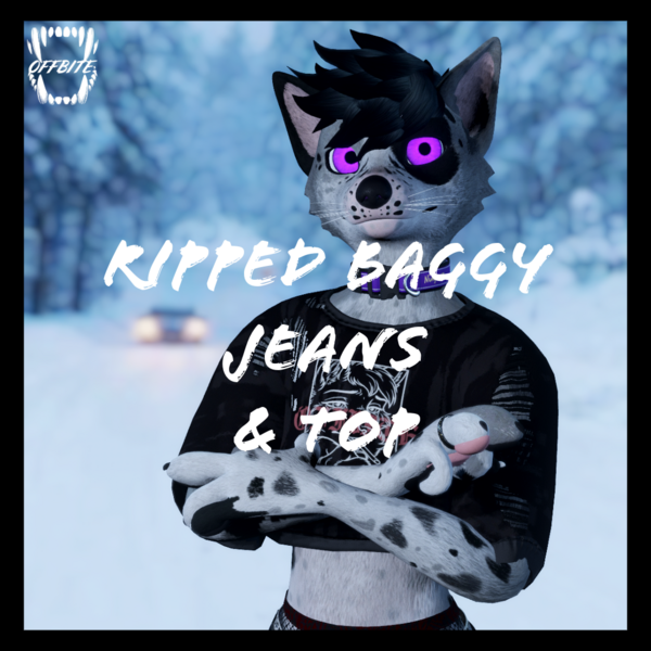 Ripped baggy jeans & top  for Canis Woof, Rexouium, Fara and Disko Rex