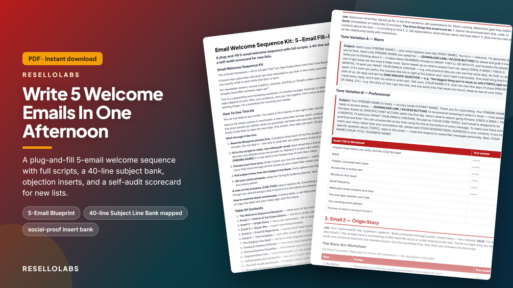 Email Welcome Sequence Kit: 5-Email Fill-In Scripts cover