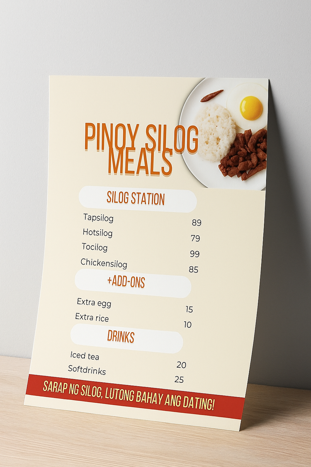 Pinoy Silog Meals Menu – Ready-to-Print Design
