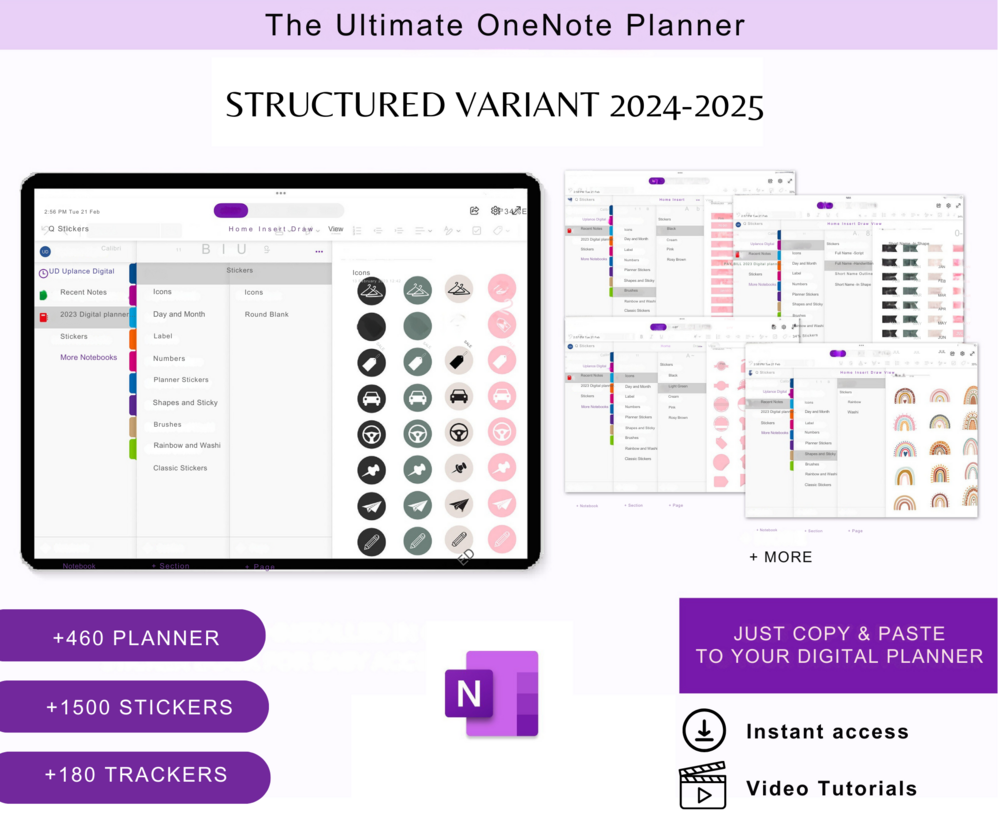 OneNote Digital Planner With Hyperlink 2024 2025 By EBookElegance