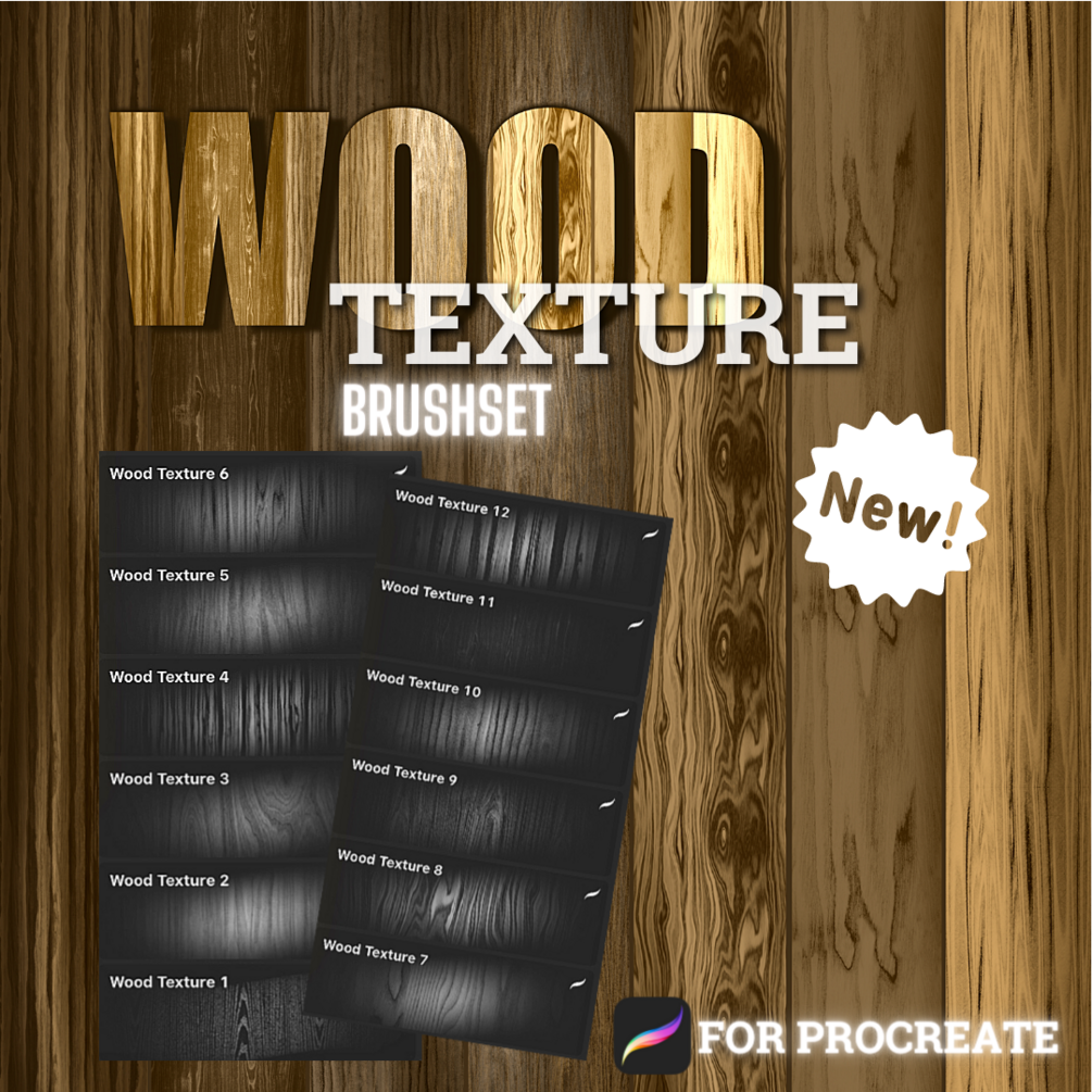 12 Procreate Wood Texture, Wood brushset for Procreate, Wooden Floor