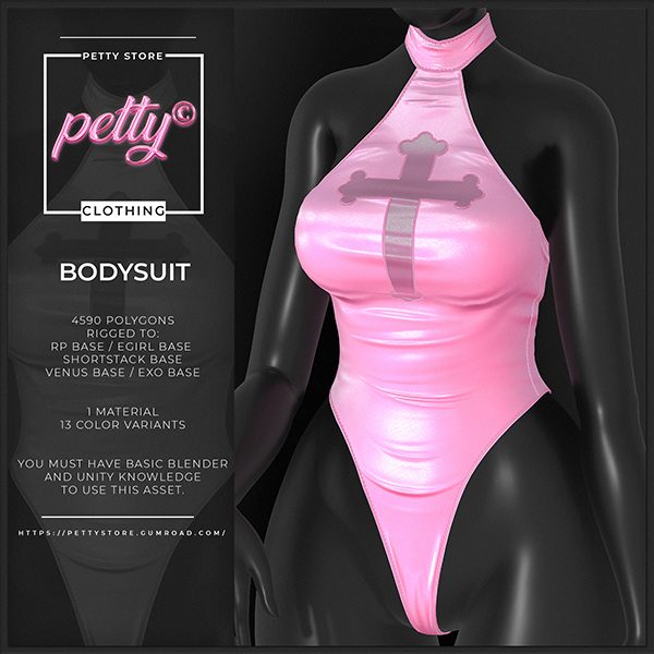 16 ꒰ა 🎀 ໒꒱ BODYSUIT WITH CROSS | VRCHAT 3D GAME ASSET by PETTY STORE©