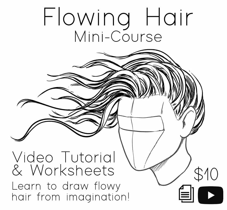 blowing hair drawing