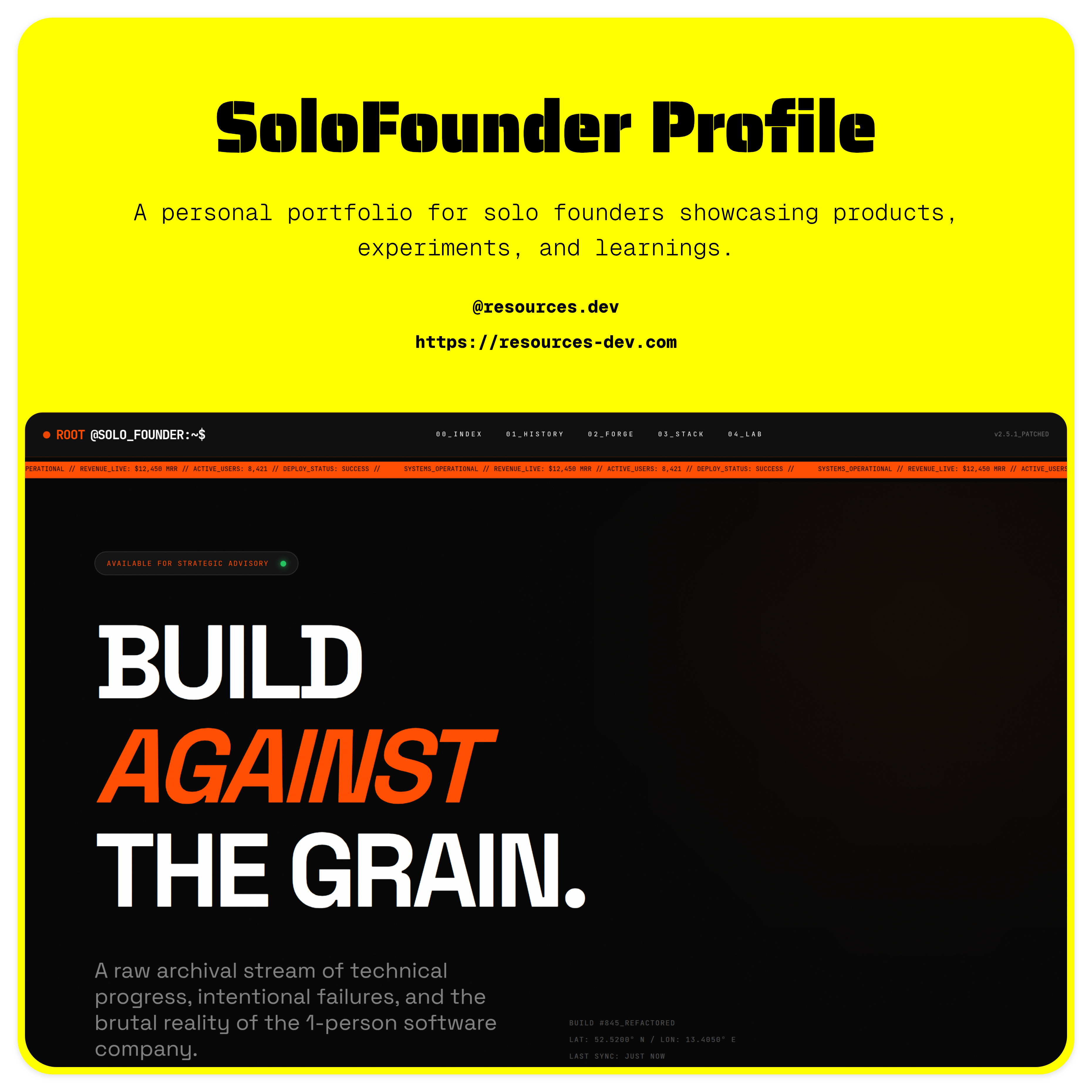 SoloFounder Personal Website Template
