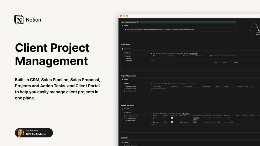 Client Management Notion Dashboard