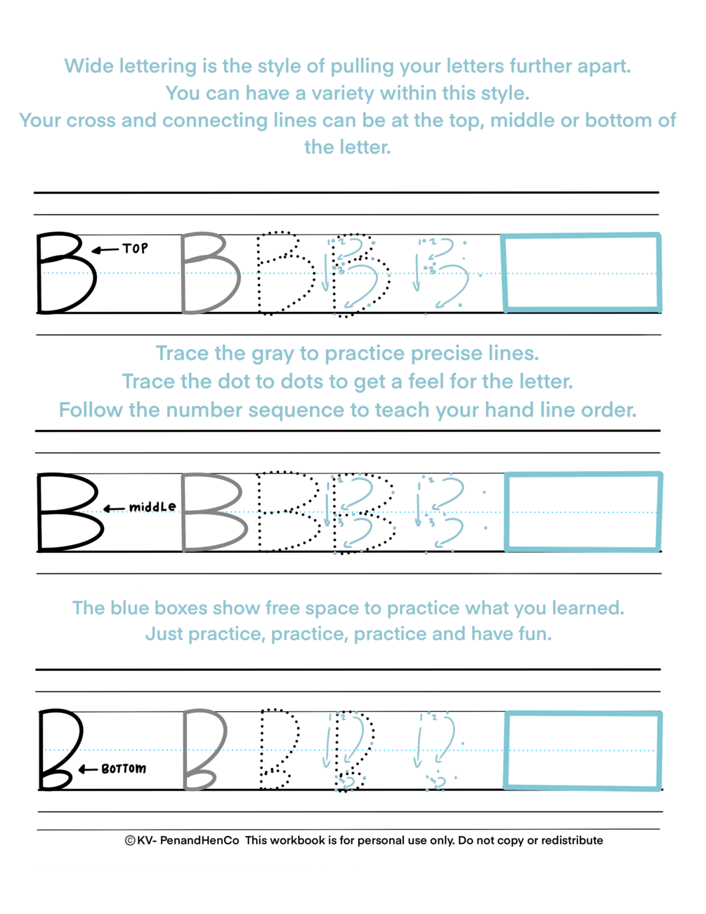 Wide Lettering style workbook