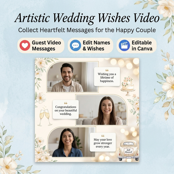 Artistic Wedding Wishes Video  Gift - Elegant Canva Wedding Message Video