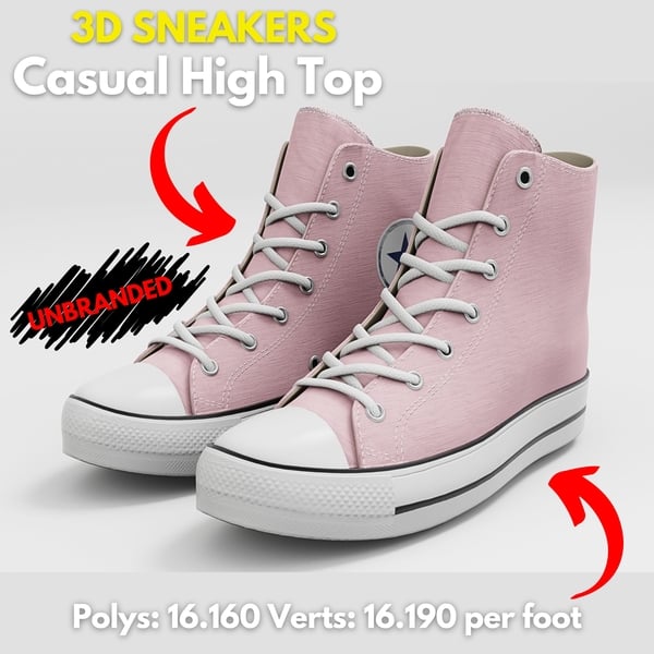 Sneakers - Casual High Top Pink - Unbranded | WOLVES STUDIO