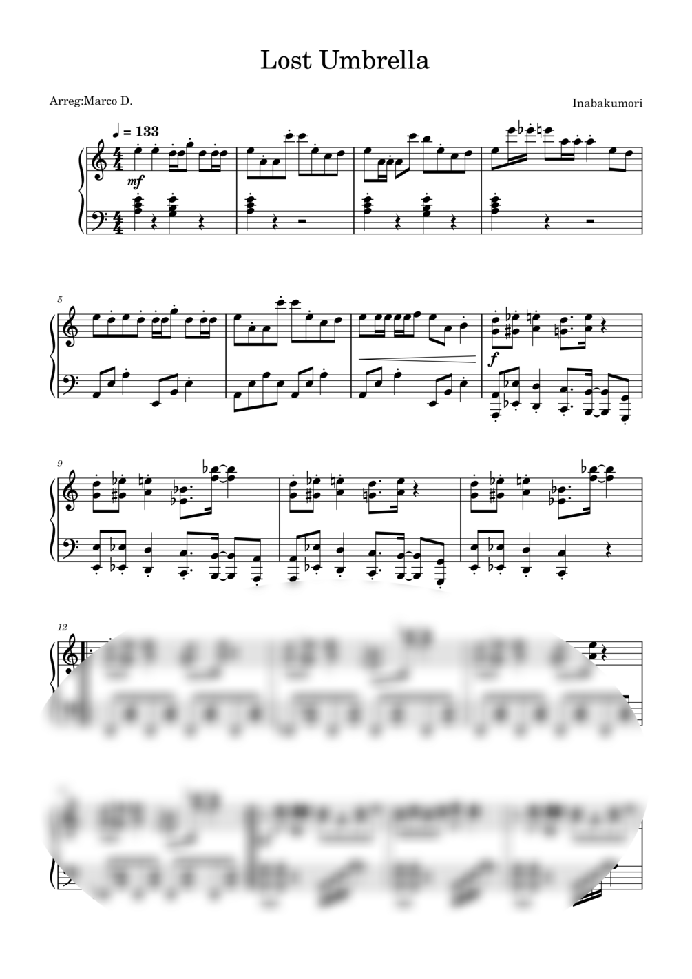 Lost Umbrella Inabakumori SHEET + MIDI