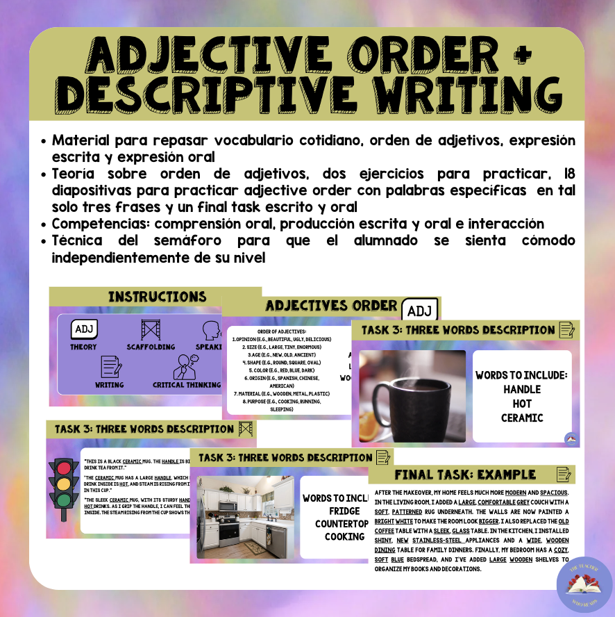 Adjective order + descriptive writing