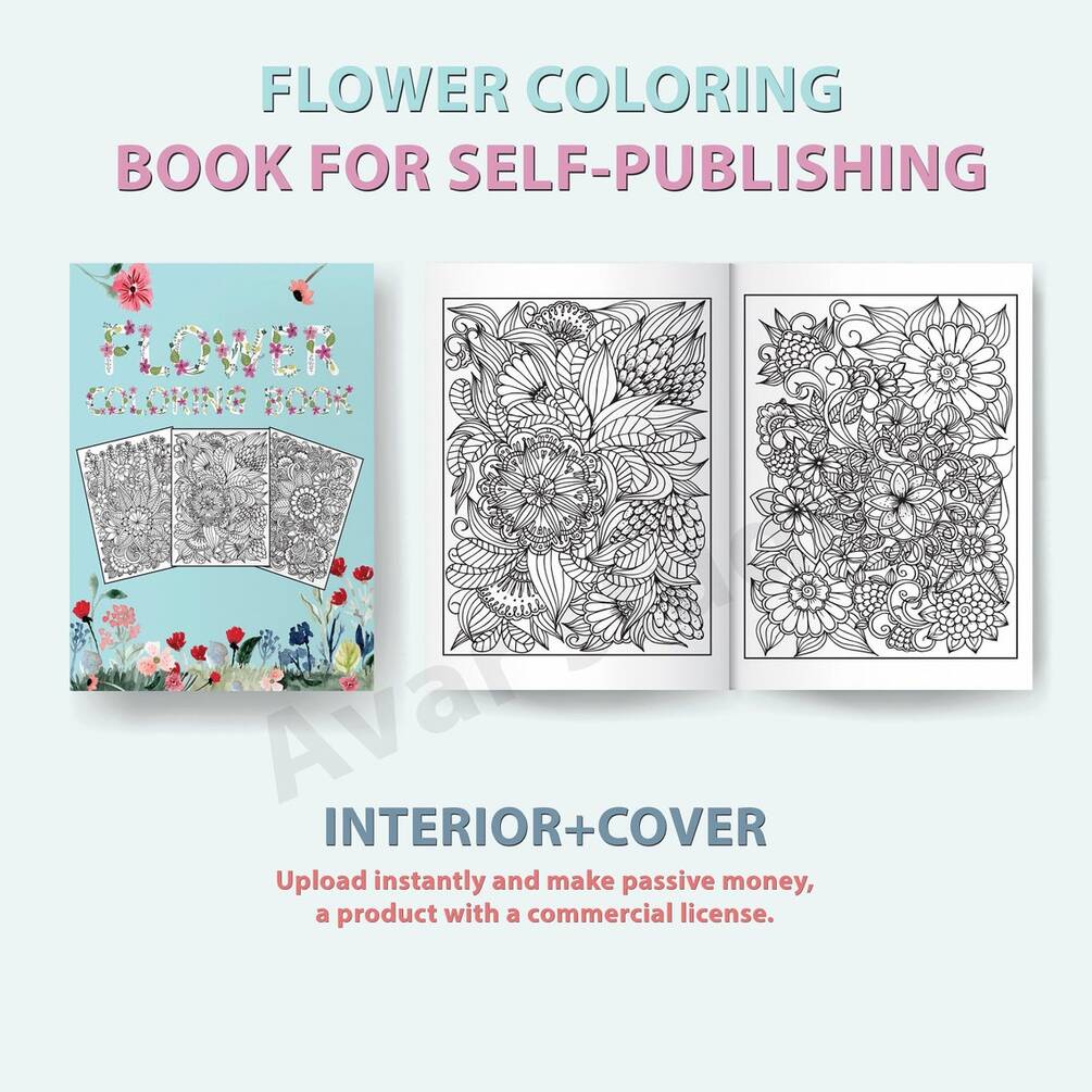 Printable Flower Coloring Sheets Book | Amazon KDP Interiors Self ...