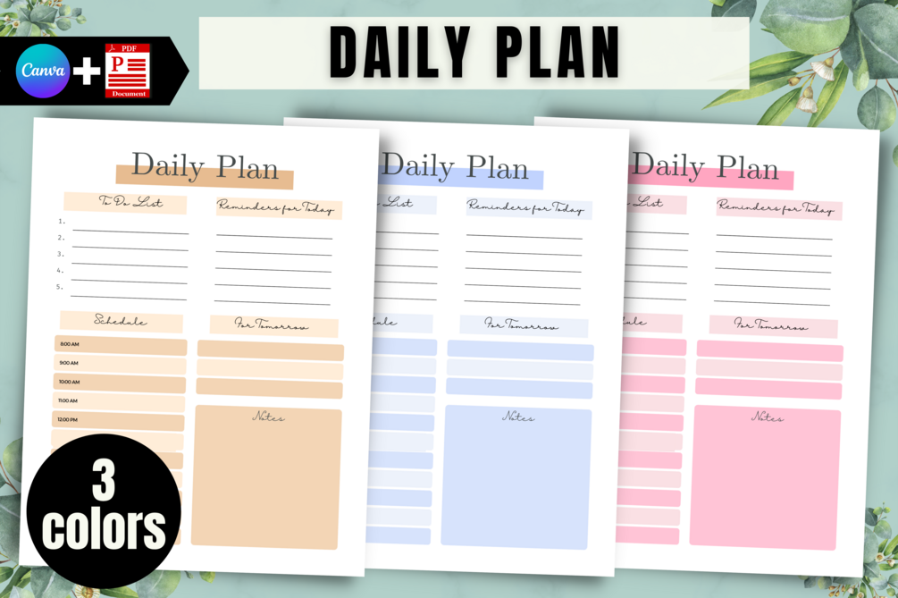 Daily Planner Printable Canva Template