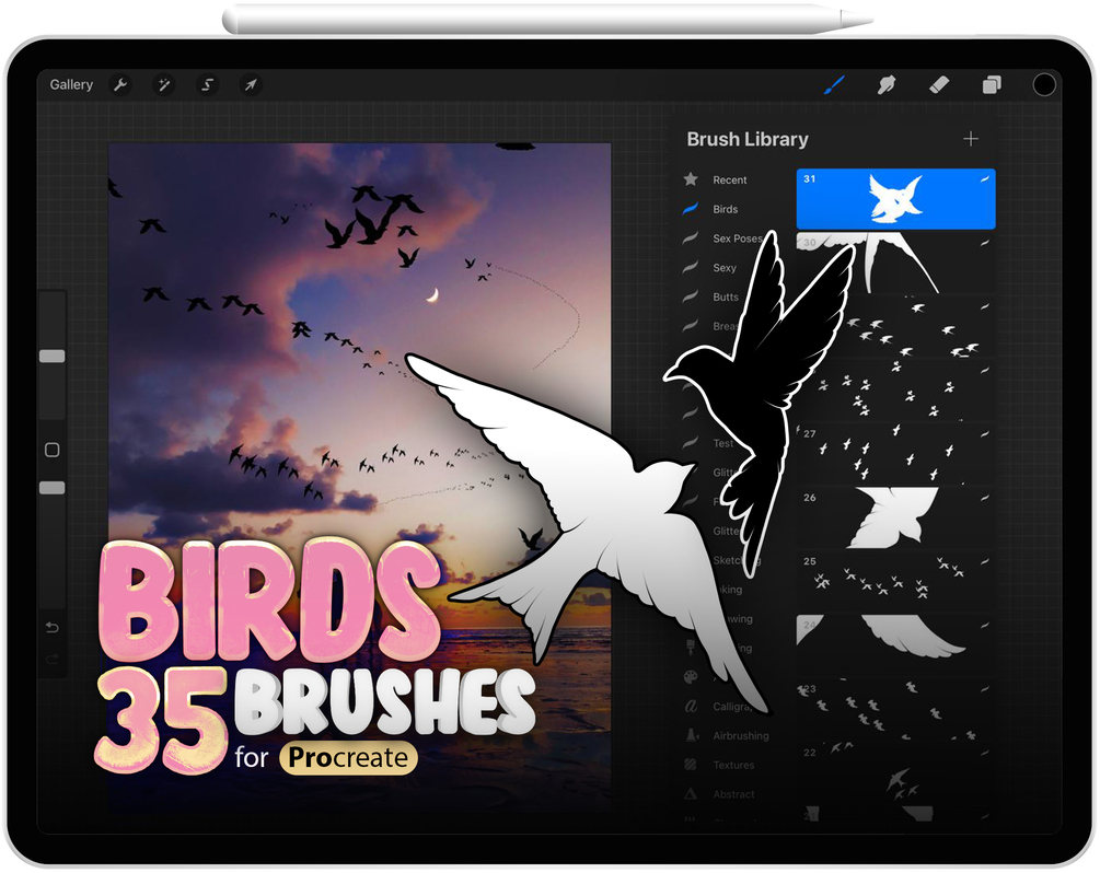 35 Procreate Birds Brushes Collection by ProCreativeBreeze