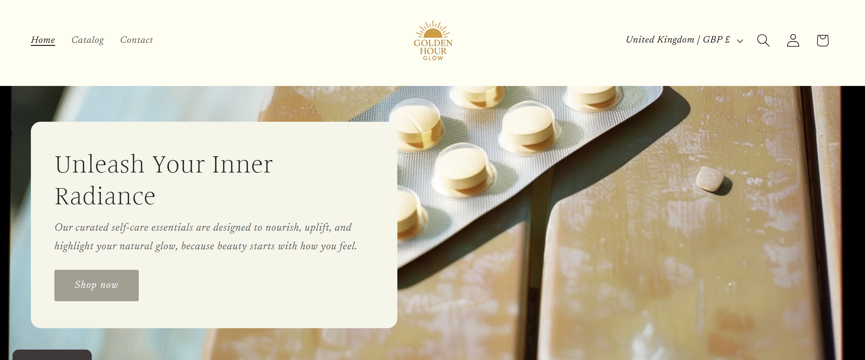 golden hour glow homepage