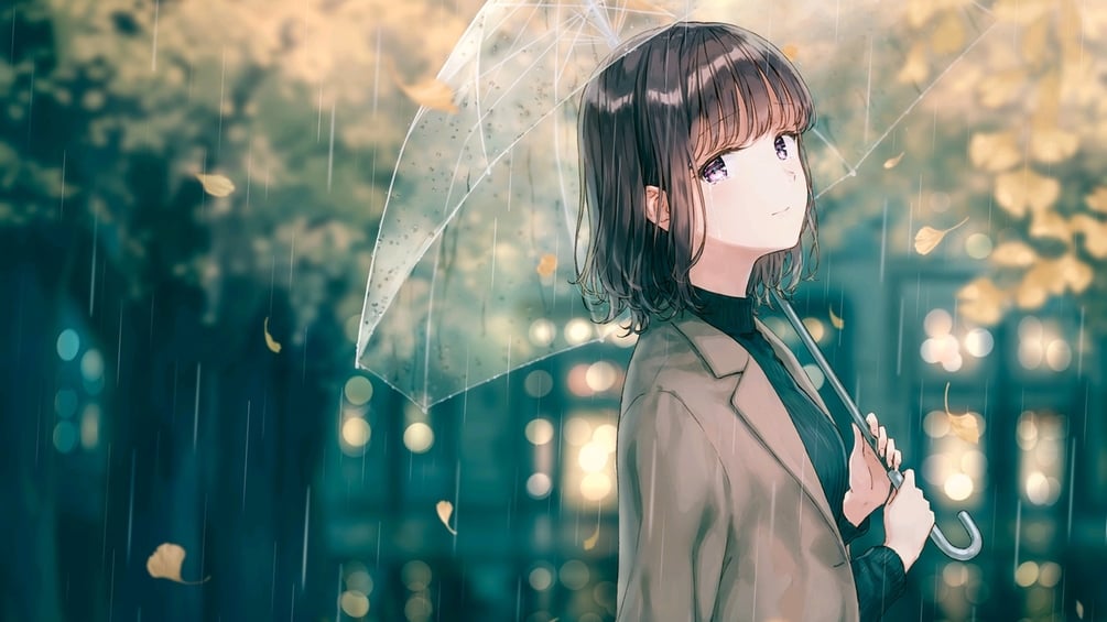 Anime umbrella girl dark Wallpapers Download