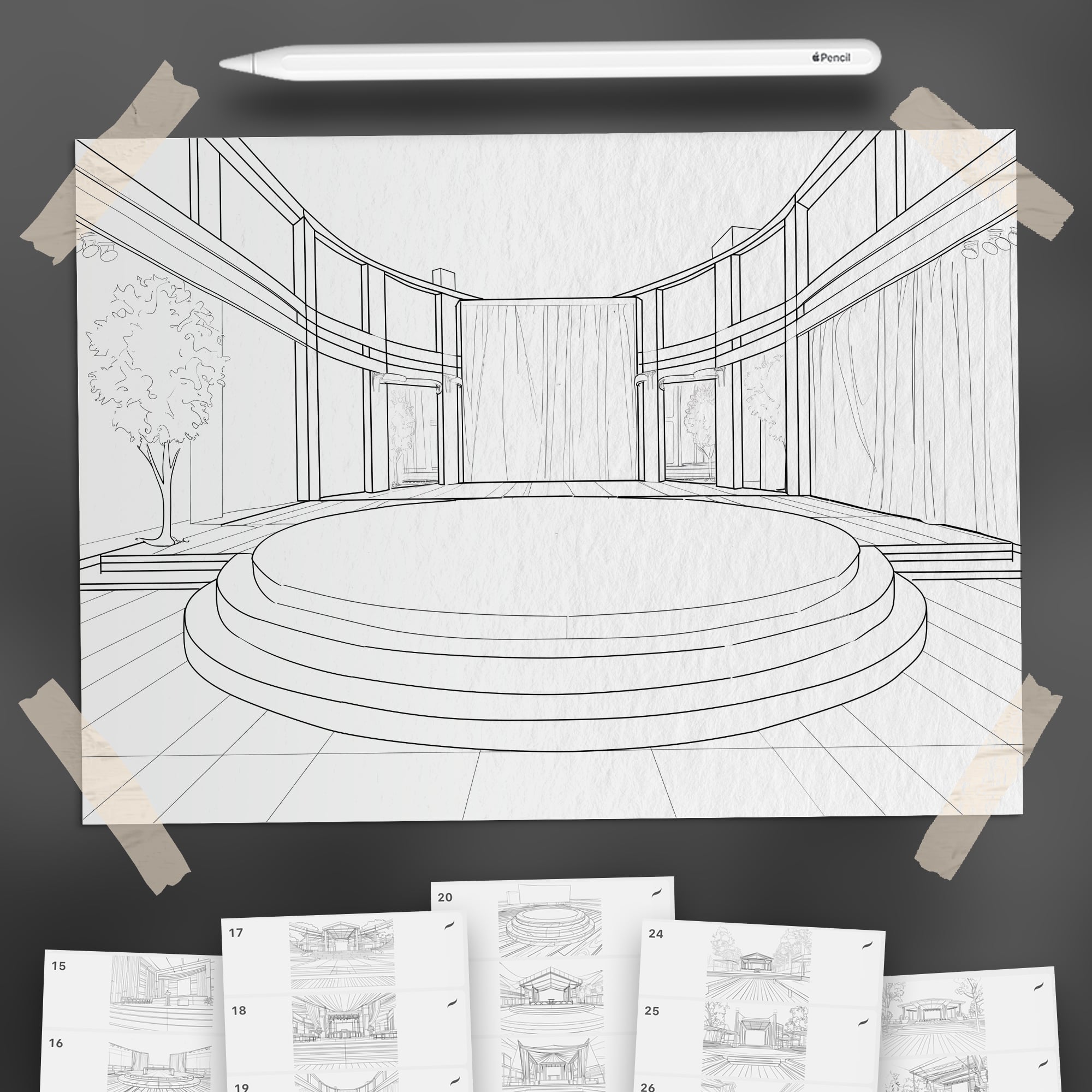 100 Procreate Concert Stages Backgrounds Collection