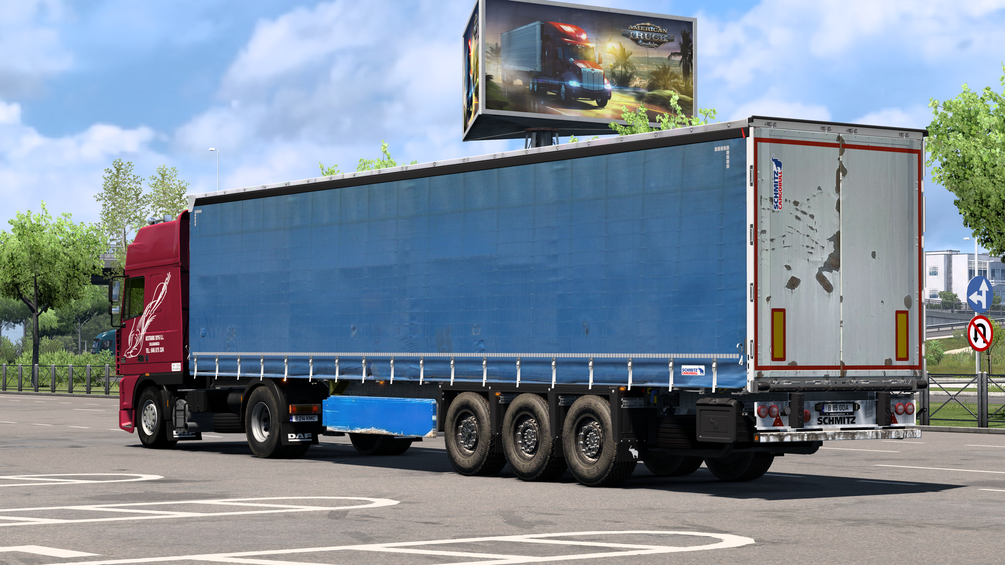 Old blue skin for Schmitz dlc and Red Angel skin for DAF 95XF by Soundwave2142 . ETS2 by ANGYALFOLDI