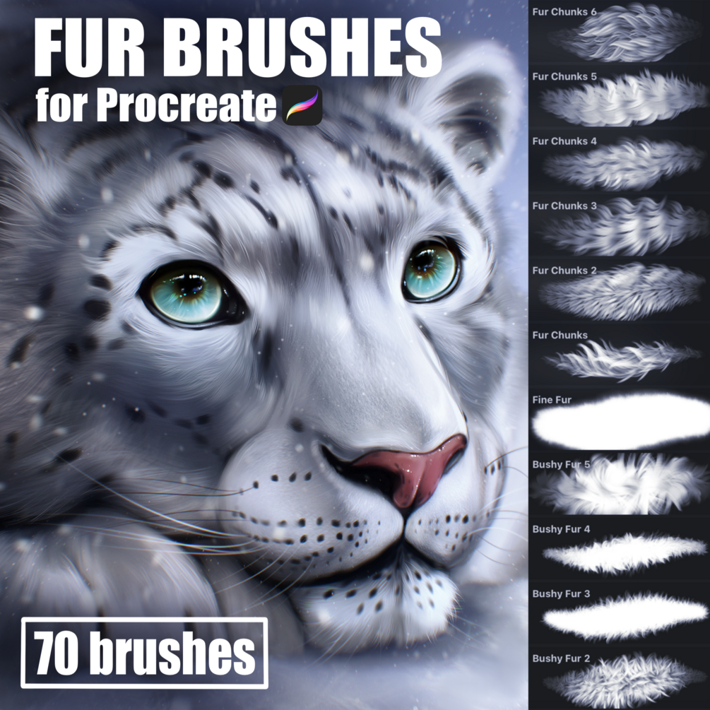 Fur Brushes for Procreate by Sandra Winther Art