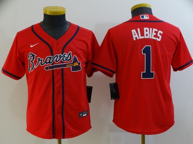 Ozzie Albies Youth Atlanta Braves Red Jersey