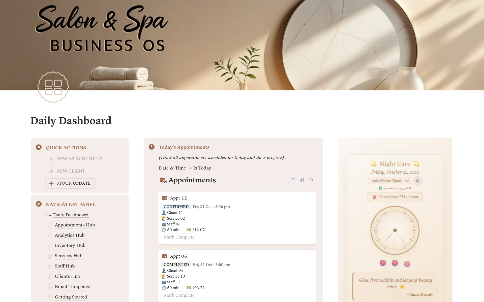 Salon & Spa Business OS - view 1