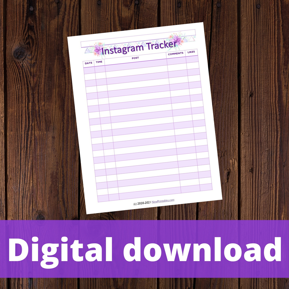 Instagram Tracker | Social Media Tracking Sheet Printable