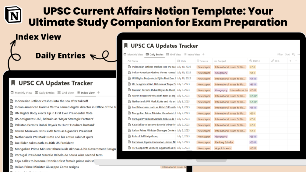 Upsc current affairs notion template your ultimate study companion for