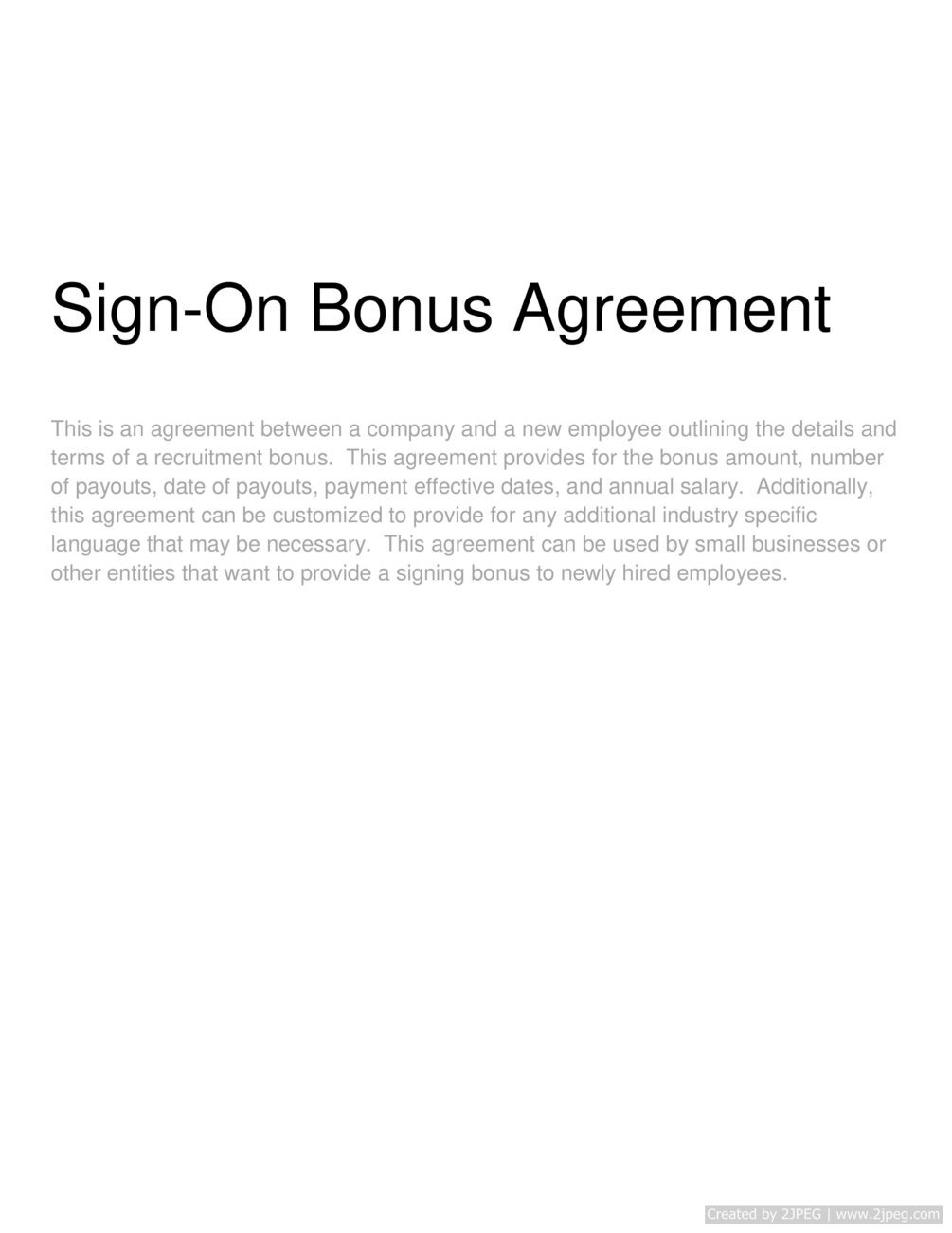 Sign On Bonus Agreement 5255