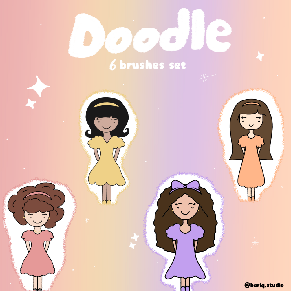 Doodle brush set for procreate 6 cute brushes