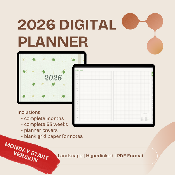 2026 Hobonichi Weeks Inspired Digital Planner (Landscape) | Monday Start for Goodnotes & Notability 