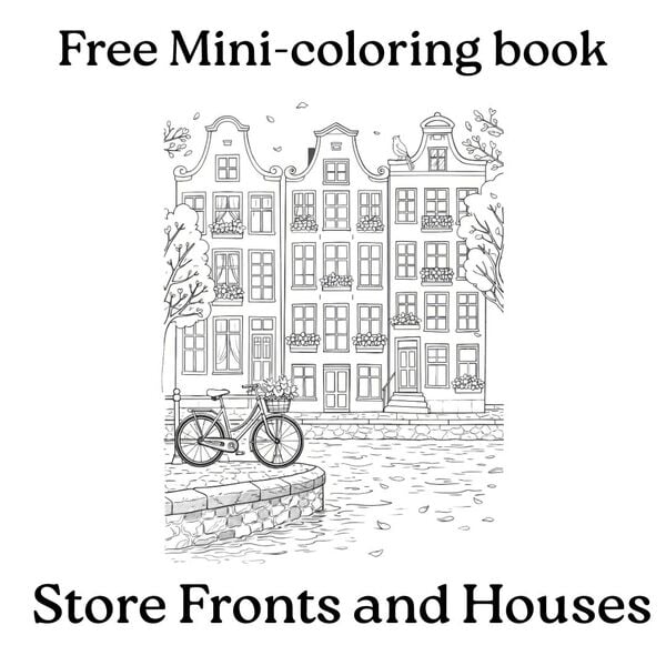 Free Store Fronts Mini-Coloring Book
