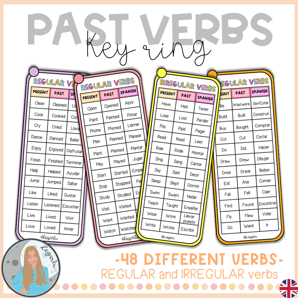 PAST VERBS key ring (regular and irregular verbs)