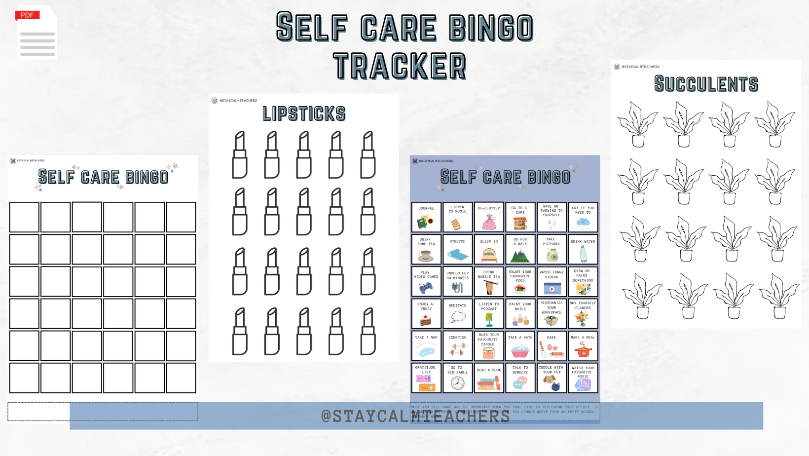 SelfCare BINGO & TRACKER (DIGITAL PRINTABLE)