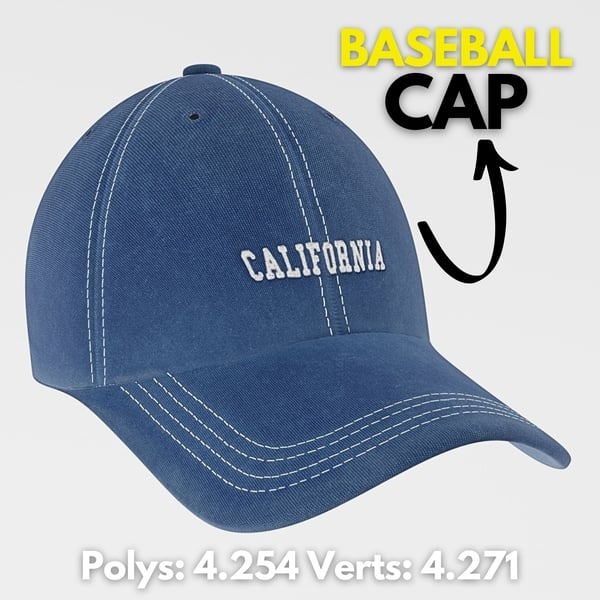 Baseball Cap Embroidery California - PBR textures 4K | WOLVES STUDIO