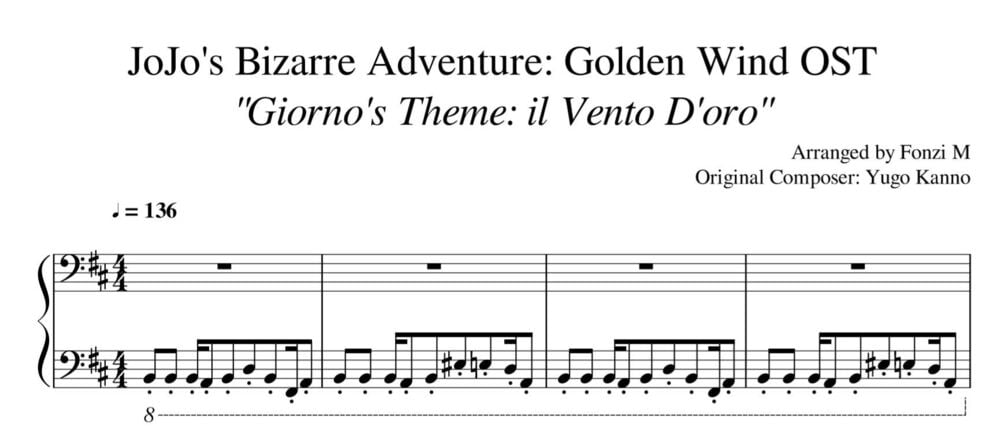 JoJo's Bizarre Adventure: Golden Wind OST - Giorno's Theme『il vento d'oro』  