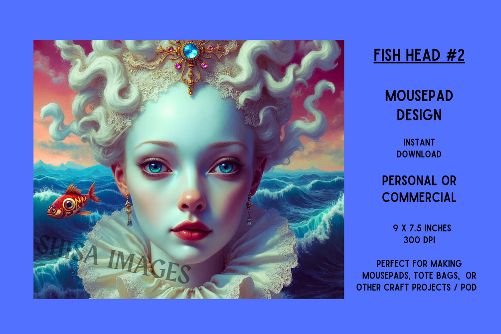 FISH HEAD #2 - Mousepad Design - Instant Download