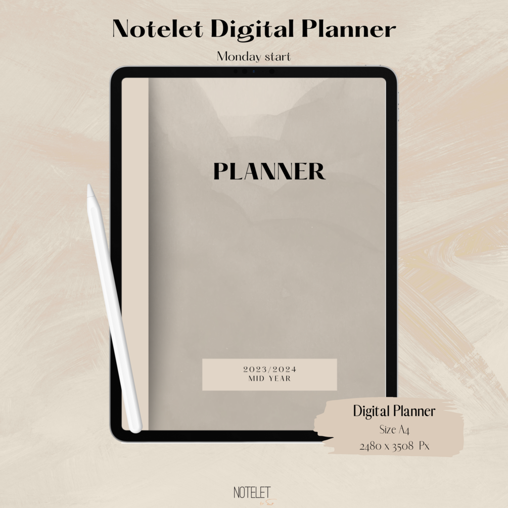 Digital Planner 23/24 Notelet Monday Start PDF Instant Download